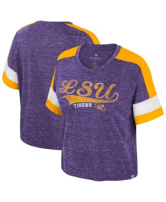 Colosseum - Women's Purple LSU Tigers Color Block Scoop Neck T-Shirt