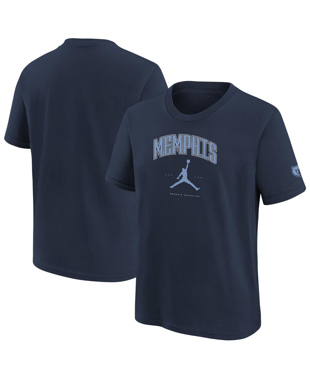 Jordan Big Boys And Girls Navy Memphis Grizzlies Essential Cities T-shirt In Blue