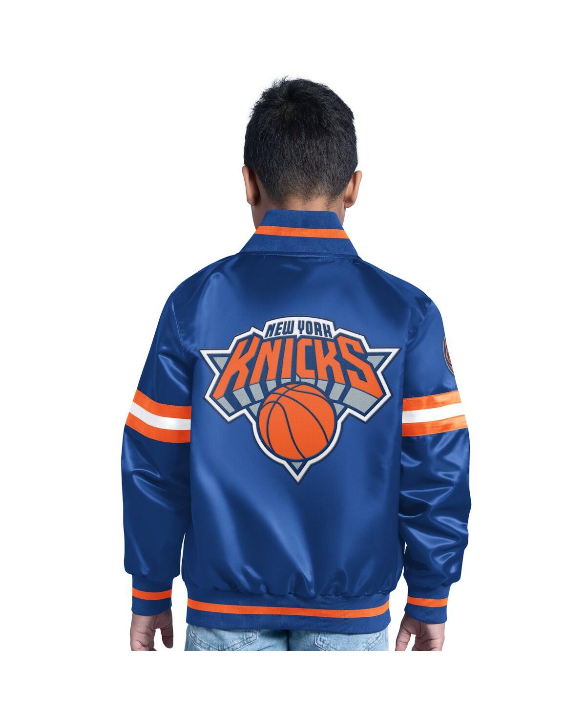 Shop Starter Big Boys And Girls Blue New York Knicks Scrimmage Full-snap Varsity Jacket