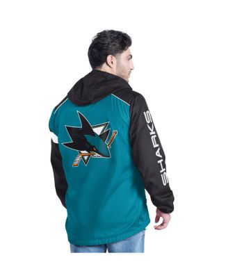 Men's Teal/Black San Jose Sharks Lateral Half-Zip Hoodie Jacket