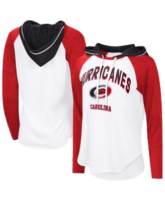 G-III 4Her by Carl Banks - White Carolina Hurricanes VIP Raglan Long Sleeve Hoodie T-Shirt