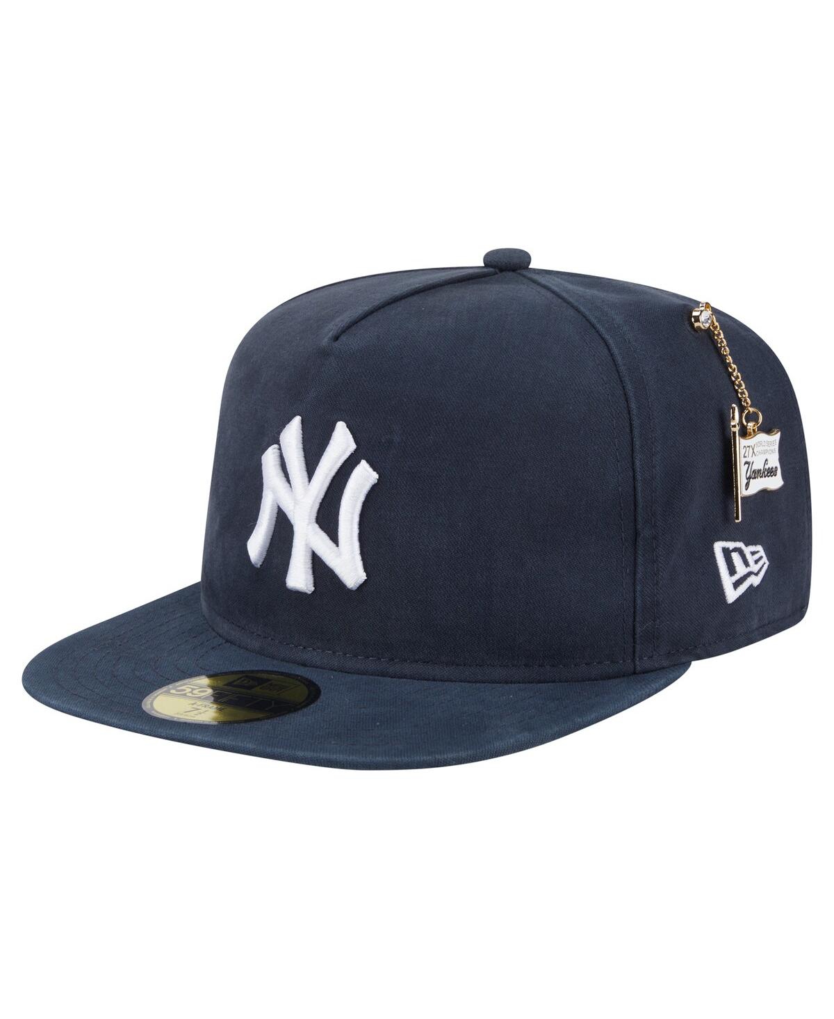 New Era Men's Navy New York Yankees Championship Side Flag A-frame 59fifty Fitted Hat In Navy