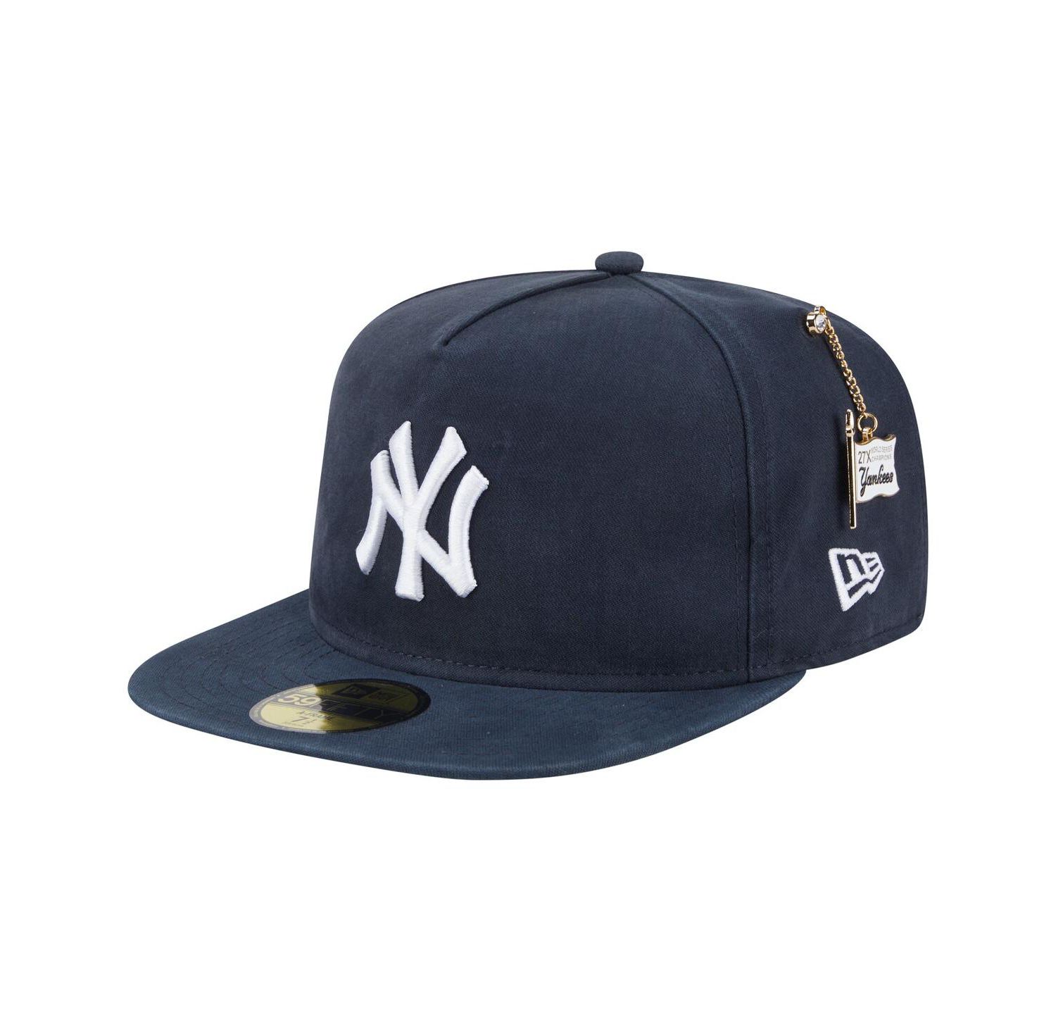 Men's Navy New York Yankees Championship Side Flag A-Frame 59FIFTY Fitted Hat