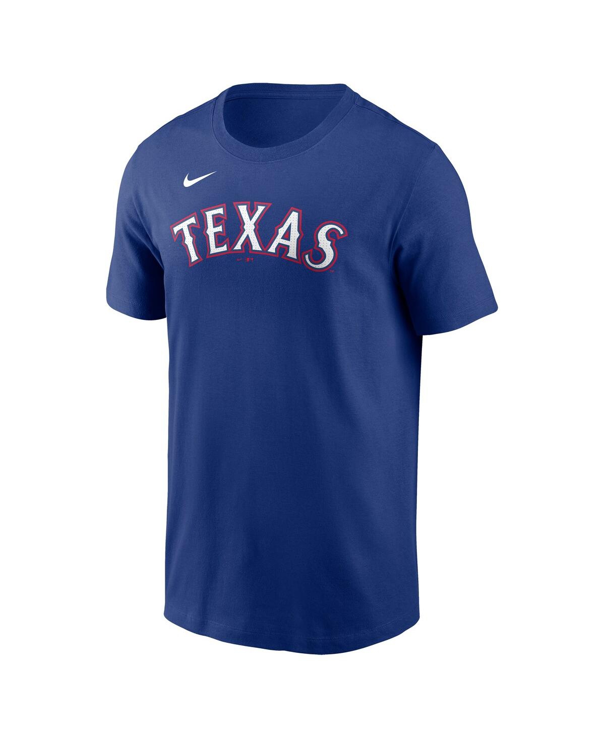 Nike Men's Wyatt Langford Royal Texas Rangers Fuse Name Number T-shirt In Animal Print