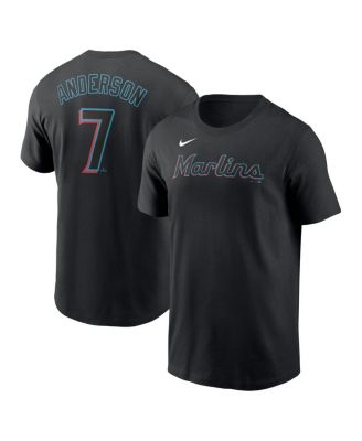 Nike - Men's Tim Anderson Black Miami Marlins Fuse Name Number T-Shirt