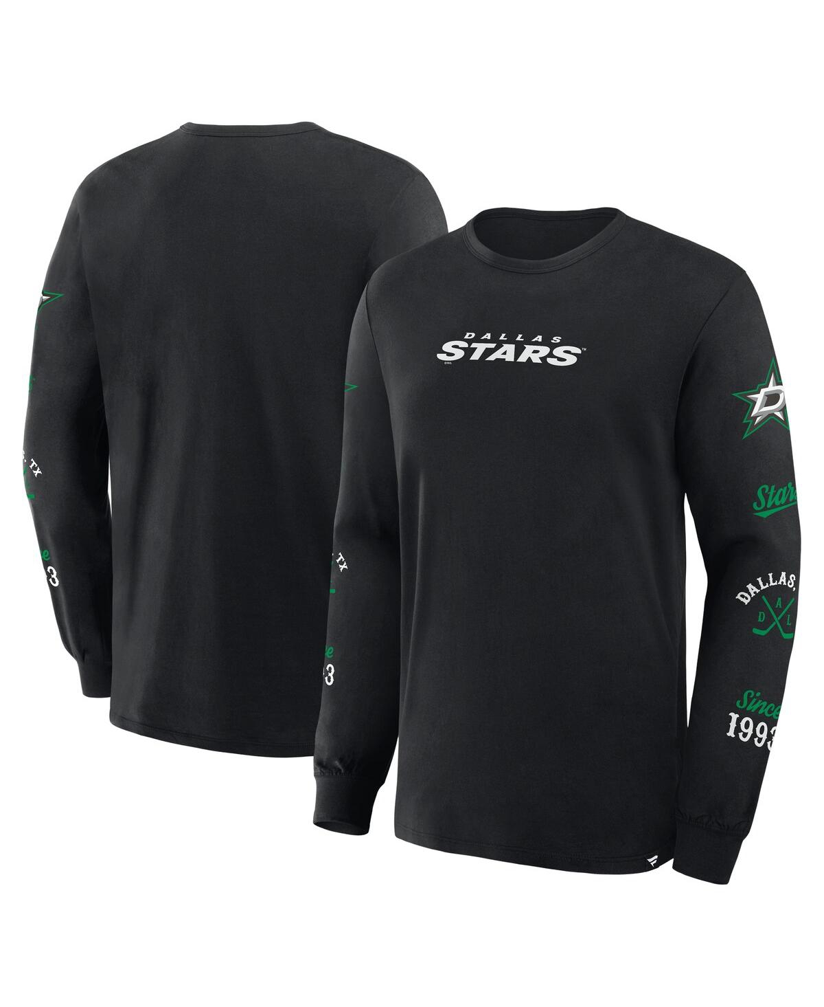 Fanatics Men's Black Dallas Stars Boxed In Legacy Long Sleeve T-shirt In Black