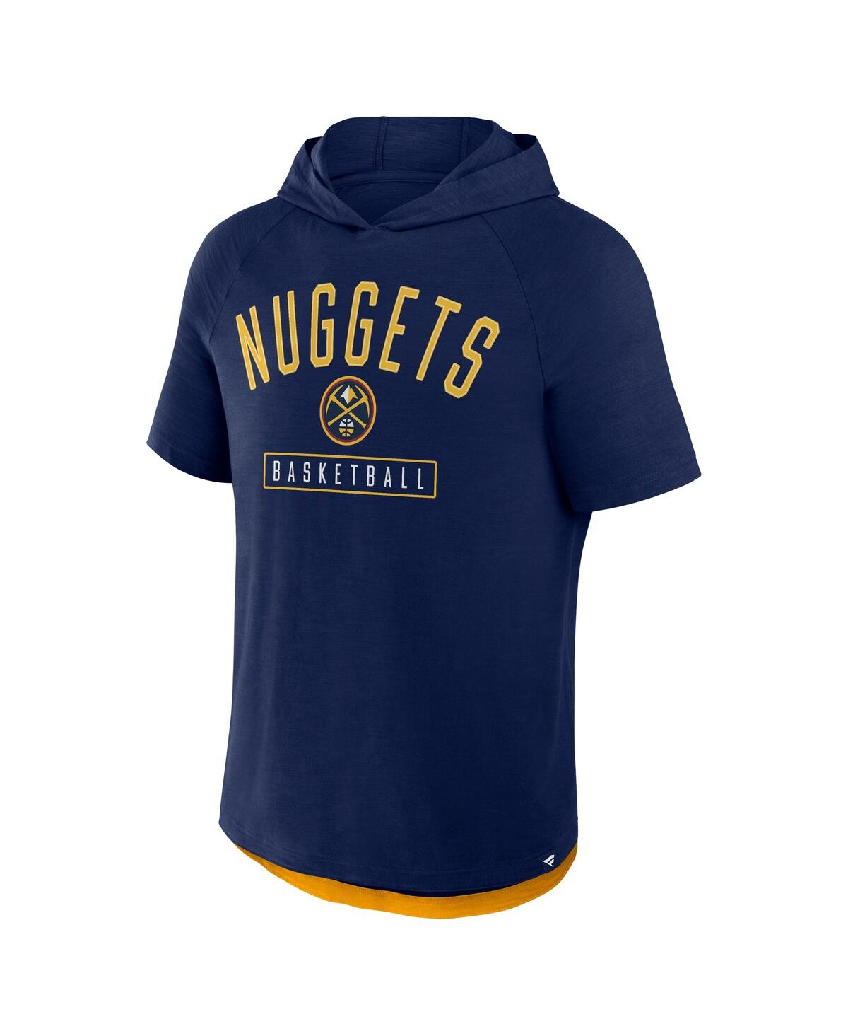 Fanatics Men's Athletic Navy Denver Nuggets Pass Legend Hooded T-shirt In Athletic Navy,yellow