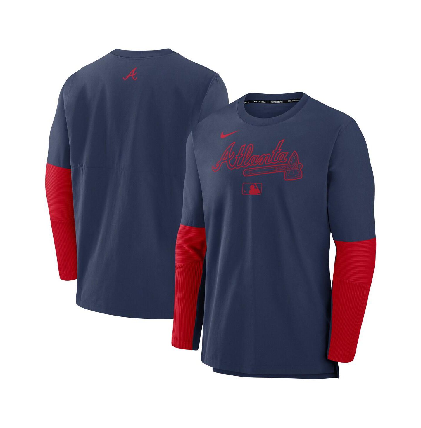 Мужской топ Nike Navy/Red Atlanta Braves Authentic Collection Player Lightweight Performance Long Sleeve — фото 1