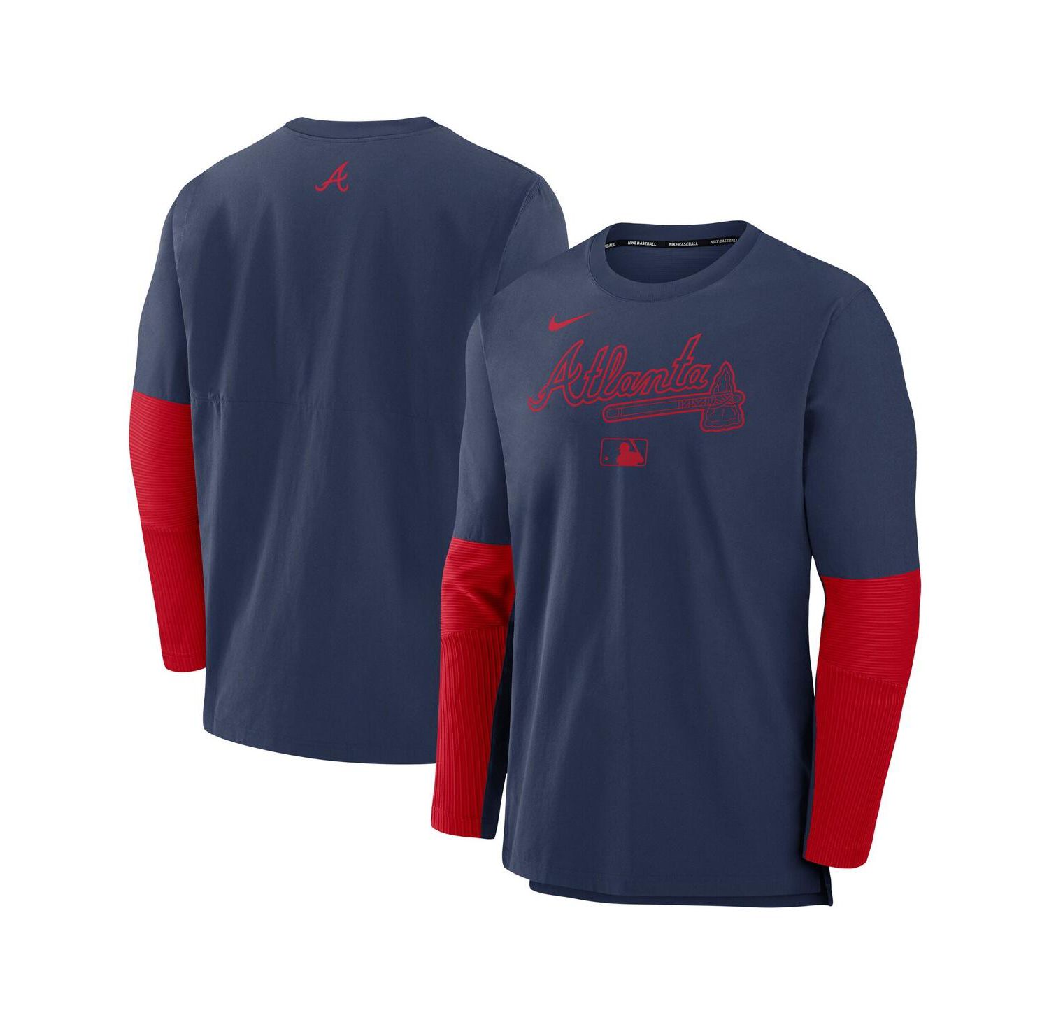 Men's Navy/Red Atlanta Braves Authentic Collection Player Lightweight Performance Long Sleeve Top
