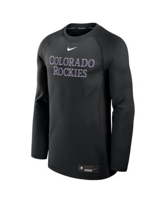Men's Black Colorado Rockies Authentic Collection Game Time Raglan Performance Long Sleeve T-Shirt