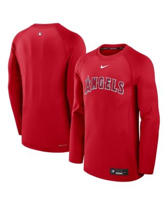 Nike - Men's Red Los Angeles Angels Authentic Collection Game Time Raglan Performance Long Sleeve T-Shirt
