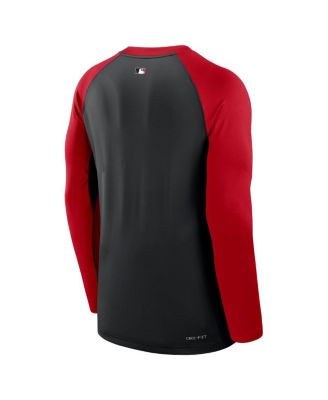 Men's Black/Red Cincinnati Reds Authentic Collection Game Time Raglan Performance Long Sleeve T-Shirt