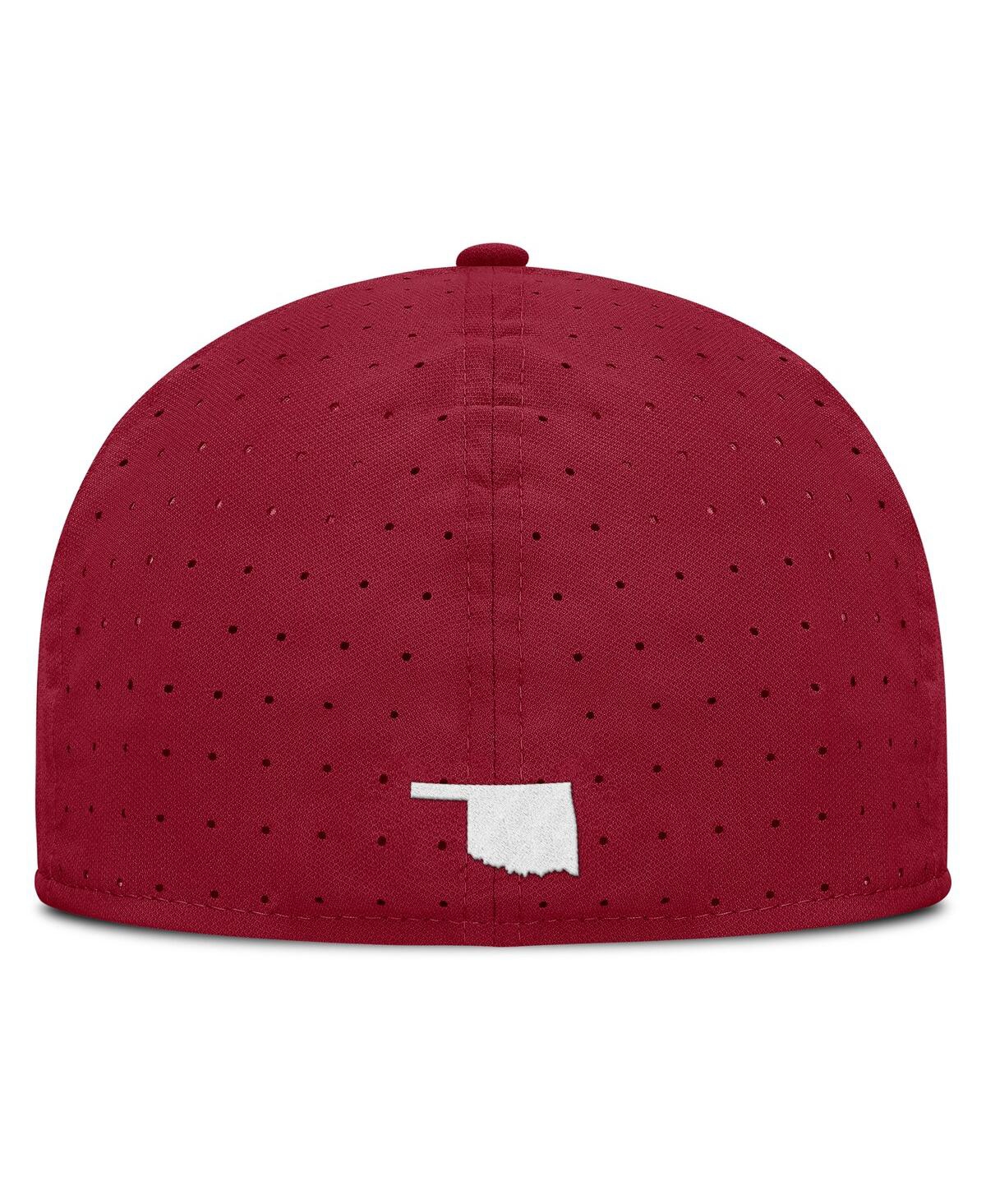 Nike Men's White/crimson Oklahoma Sooners On-field Dugout True Performance Fitted Hat In White,crimson
