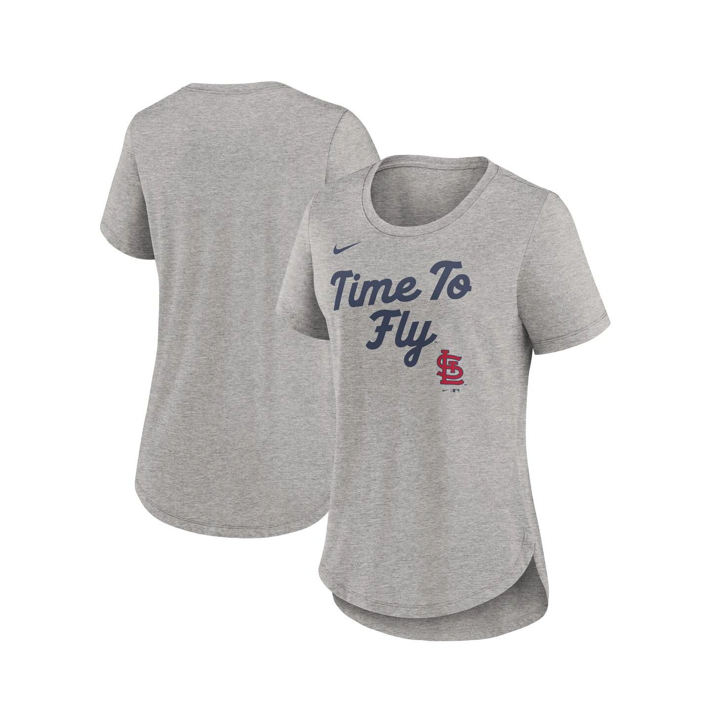 Женская футболка Nike Heather Gray St. Louis Cardinals Script Tri-Blend — фото 1