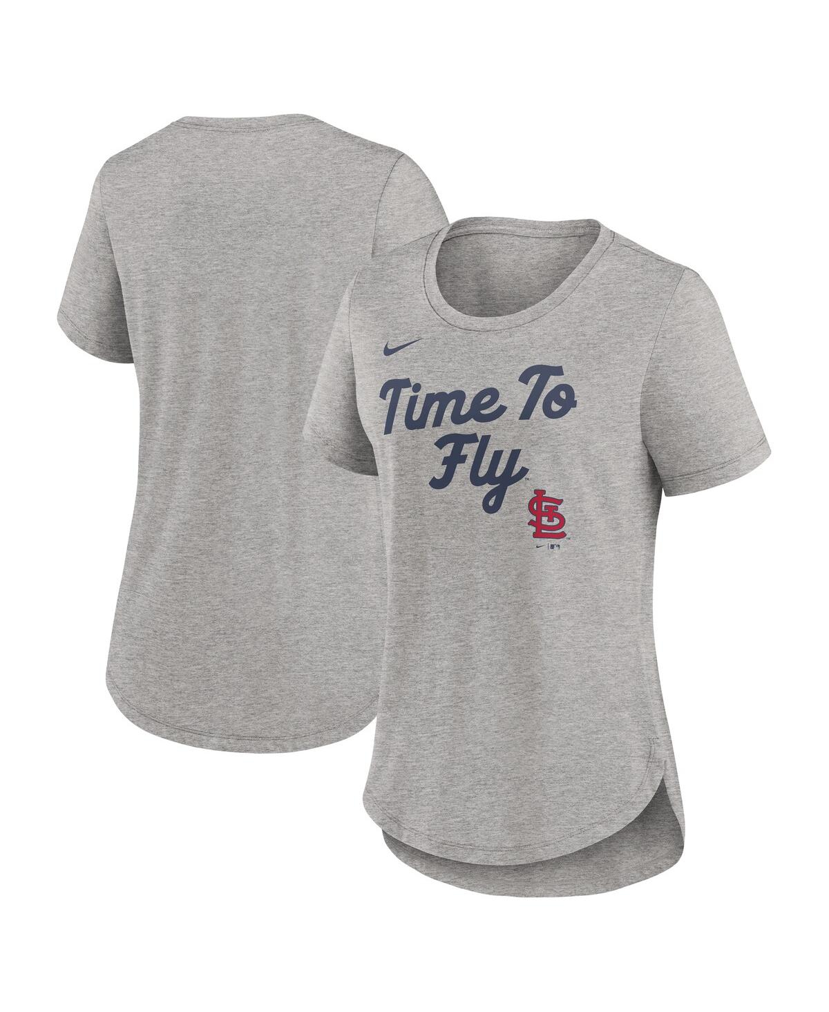 Nike Women's Heather Gray St. Louis Cardinals Script Tri-blend T-shirt In Heather Gray
