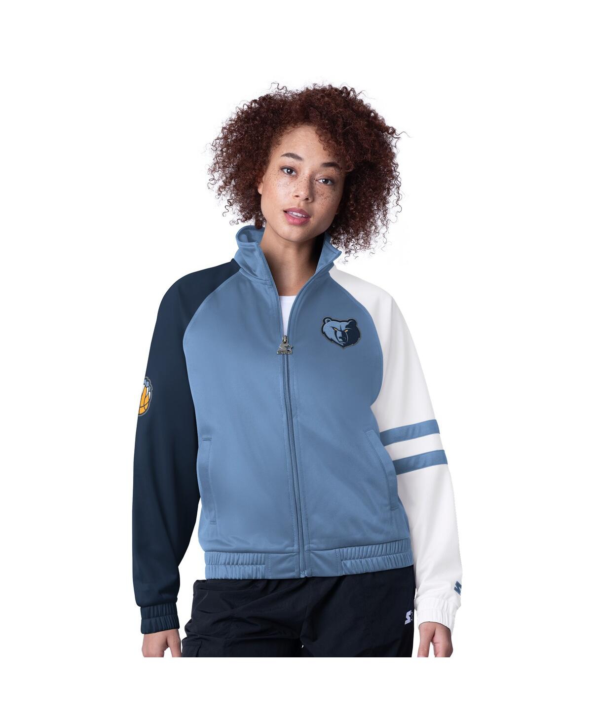 Starter Women's Light Blue Memphis Grizzlies Line Up Dolman Raglan Full-zip Track Jacket In Light Blue