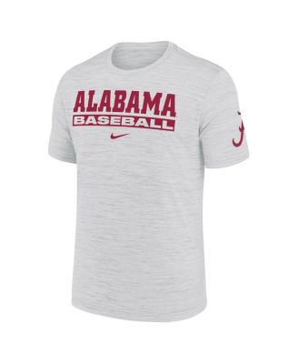 Men's Ash Alabama Crimson Tide Velocity Baseball Wordmark Stack Performance T-Shirt