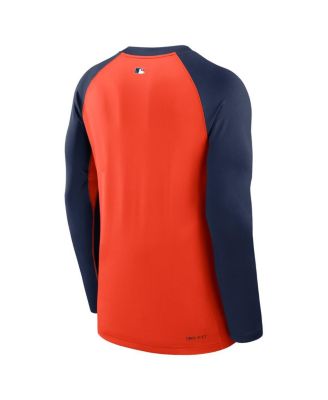 Men's Orange/Navy Houston Astros Authentic Collection Game Time Raglan Performance Long Sleeve T-Shirt