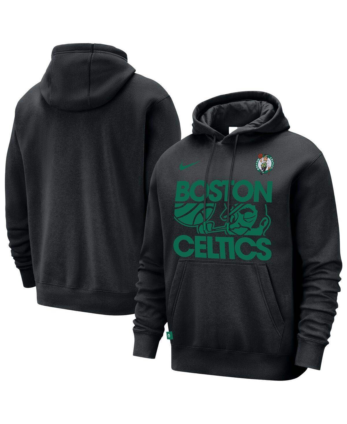Nike Black Boston Celtics Courtside Club Pullover Hoodie In Black