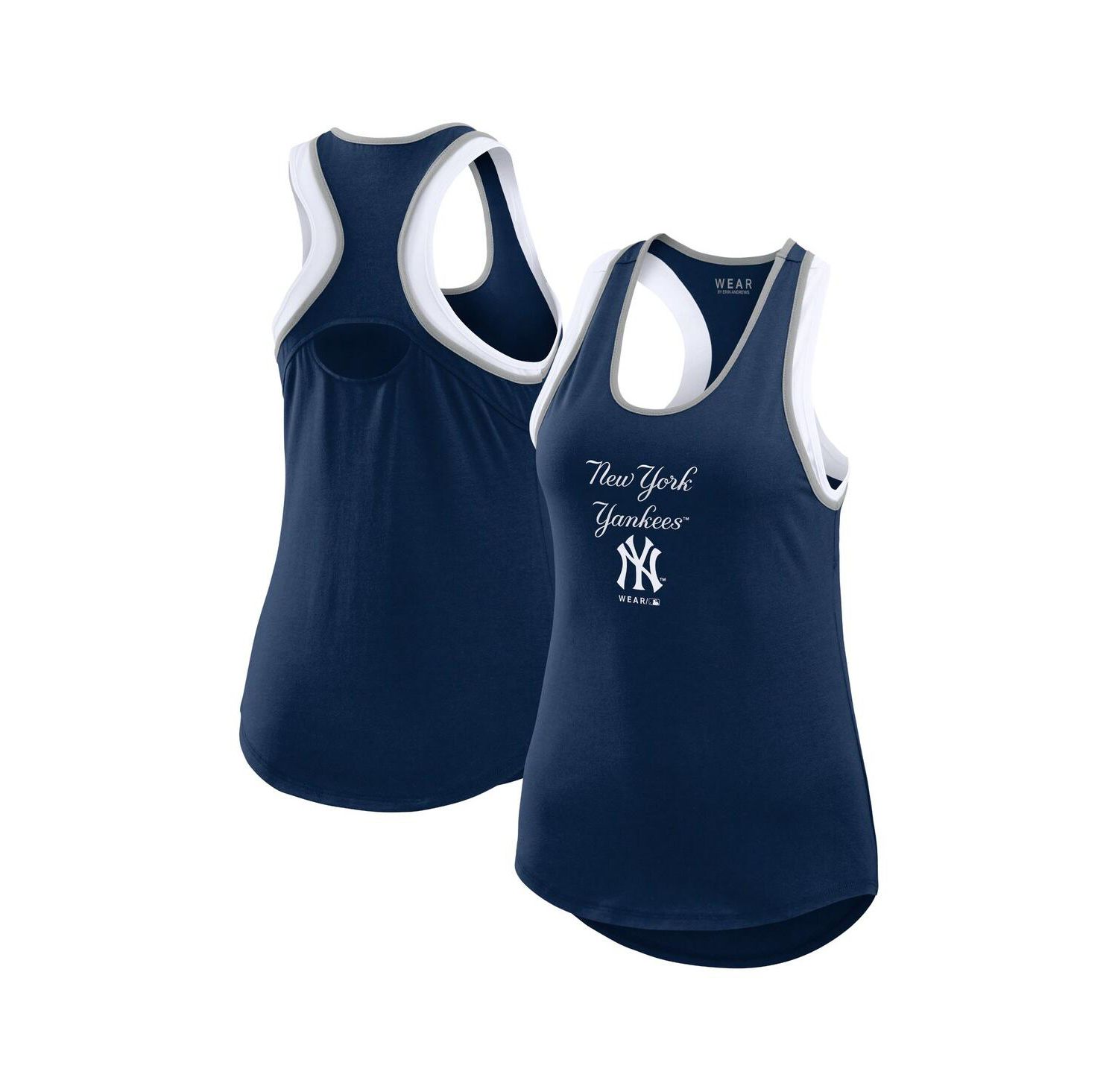 Women's Navy New York Yankees Colorblock Racerback Tank Top