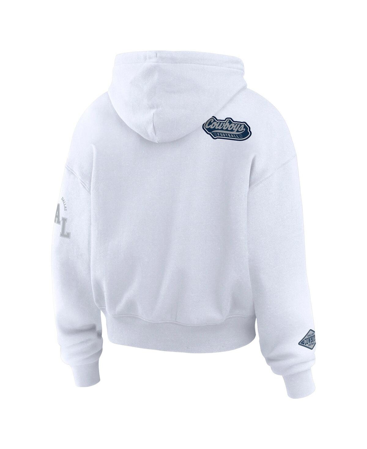 Wear By Erin Andrews Women's White Dallas Cowboys Plus Size Patch Quarter-zip Hoodie In White