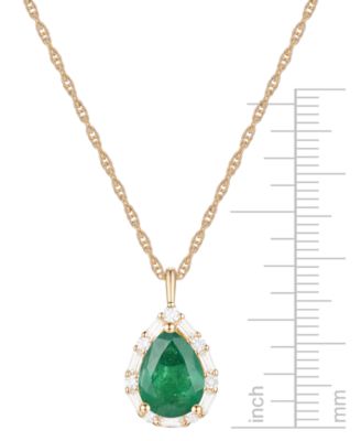 Emerald (1 ct. t.w.) & Diamond (1/5 ct. t.w.) Teardrop Halo 18" Pendant Necklace in 14k Gold (Also in Ruby & Sapphire)