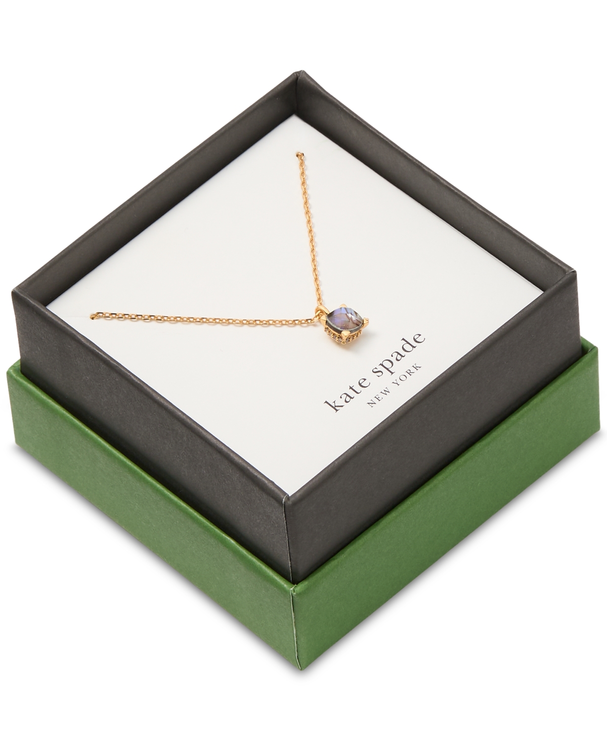 Kate Spade Gold-tone Cubic Zirconia Pendant Necklace, 16" + 3" Extender In Abalone,gold