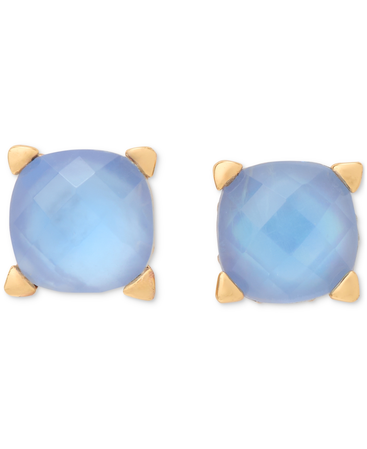 Kate Spade Gold-tone Color Cubic Zirconia Stud Earrings In Blue Gold.