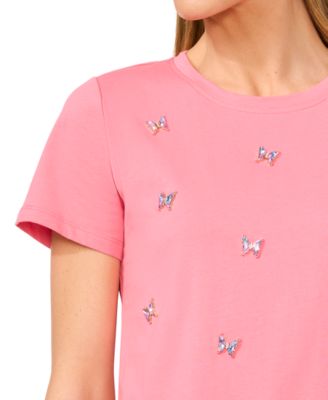売れ筋商品|||セセ カットソー トップス レディース Women's Cotton Butterfly-Gem Short-Sleeve Tee Confetti Pink CeCe Women's Cotton Butterfly-Gem Short-Sleeve Tee - Macy's
