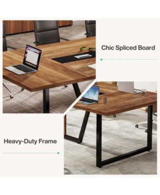 94.5-Inch Conference Table for 10 People, Industrial 8 FT Meeting Table with Two Grommets for Home Office, Studio, Business