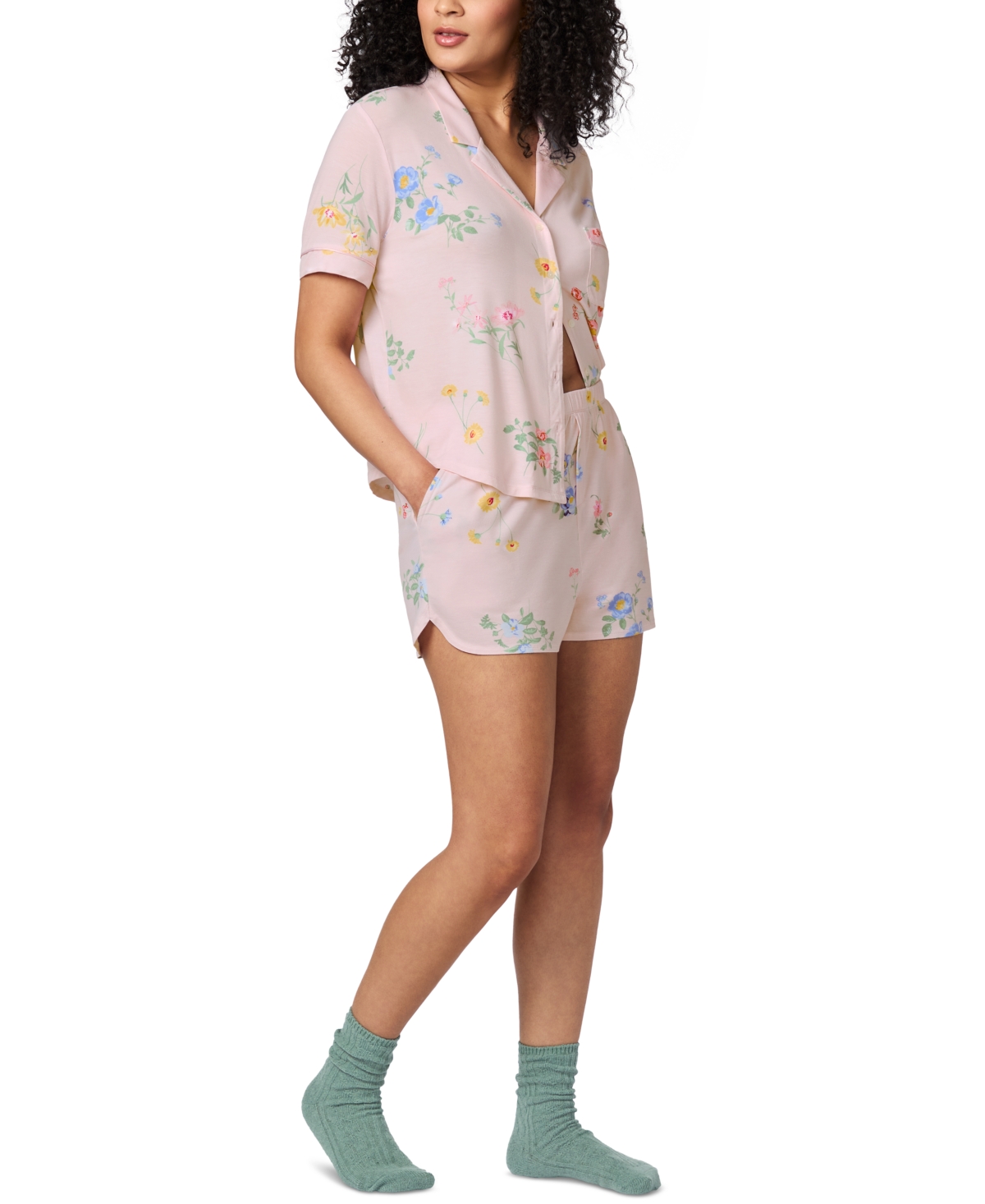 Gap Body Women's Notched-collar Short Pajama Set In Blue Floral