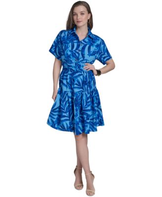 Halston - Women's Floral-Print Tiered Shirtdress