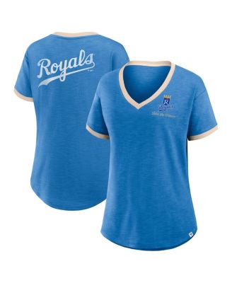 Fanatics - Women's Royal Kansas City Royals Binge Worthy Stadium Slub V-Neck T-Shirt