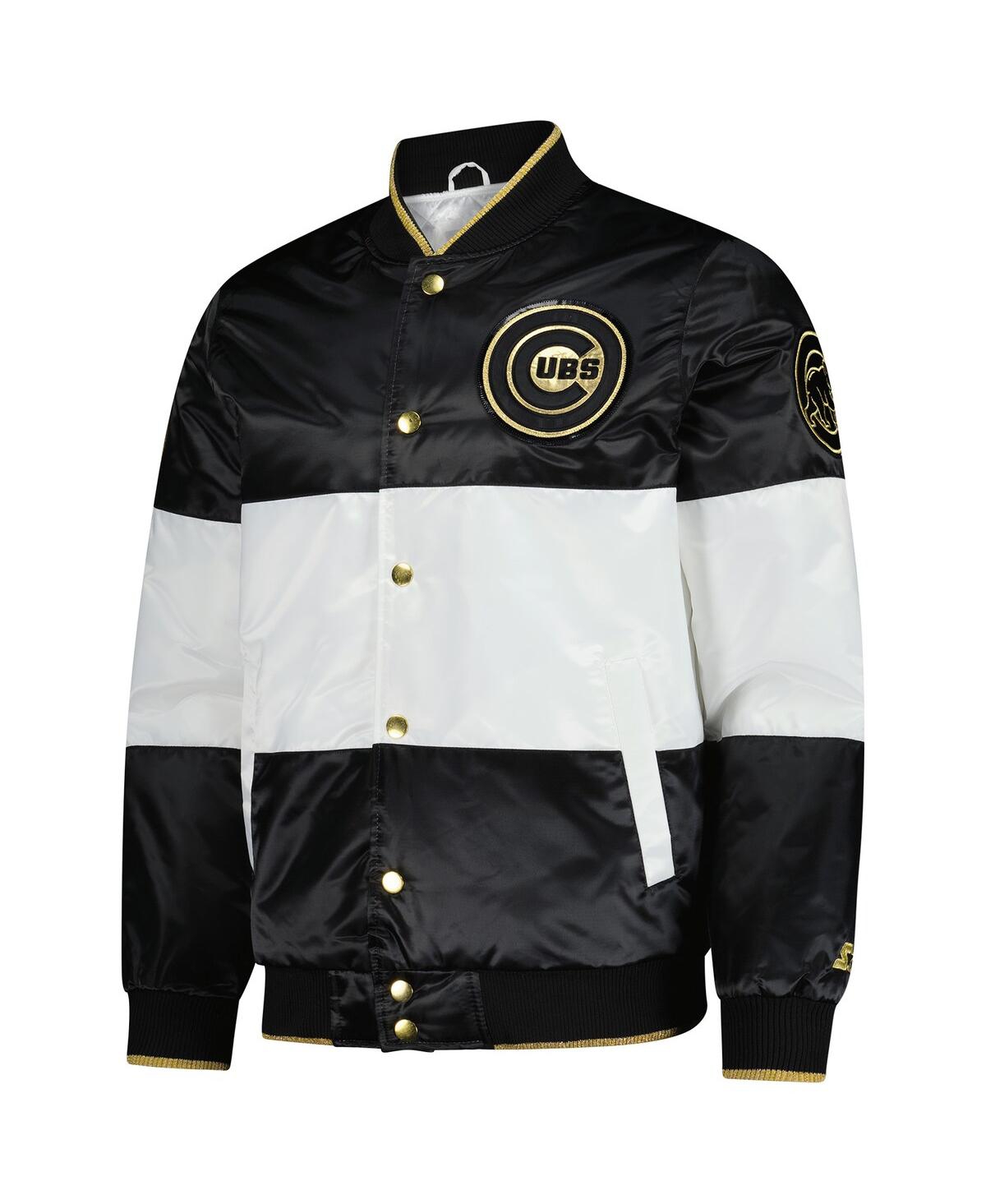 Starter Men's White Chicago Cubs Full-snap Jacket In Black