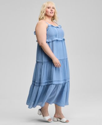 Trendy Plus Size Ruffle-Trim Maxi Dress, Exclusively at Macy's