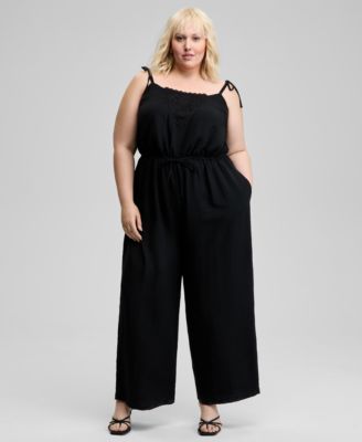 Trendy Plus Size Drawstring-Waist Jumpsuit, Exclusively at Macy's