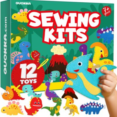 Kids Crafts Ages 4-8 DIY Beginner Needle and Thread Kit - 12 Sewing Kit Basic