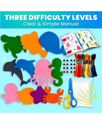 Kids Crafts Ages 4-8 DIY Beginner Needle and Thread Kit - 12 Sewing Kit Basic