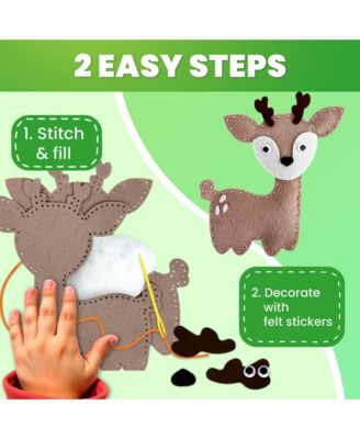 Kids Crafts Ages 4-8 DIY Beginner Needle and Thread Kit - 12 Sewing Kit Basic