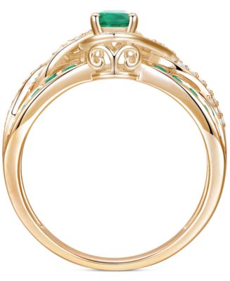 Emerald (3/8 ct. t.w.) & Diamond (1/4 ct. t.w.) Multirow Swirl Ring in 14k Gold (Also in Ruby & Sapphire)