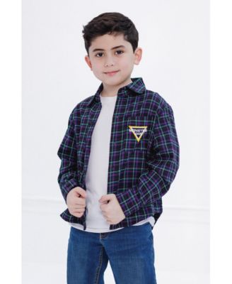 Toddler Boys Grave Digger Truck Flannel Matching Family Button Down Shirt