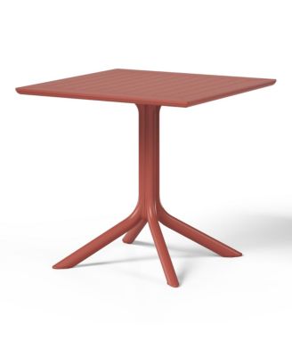 31.5" Square Outdoor Plastic Resin Patio Dining Table for 4