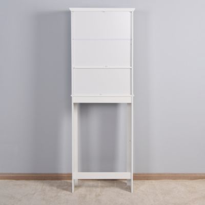 23.62inch x 7.72inch x 67.32inch Bathroom Wooden Storage Cabinet Over The Toilet Space Saver with Adjustable Shelf