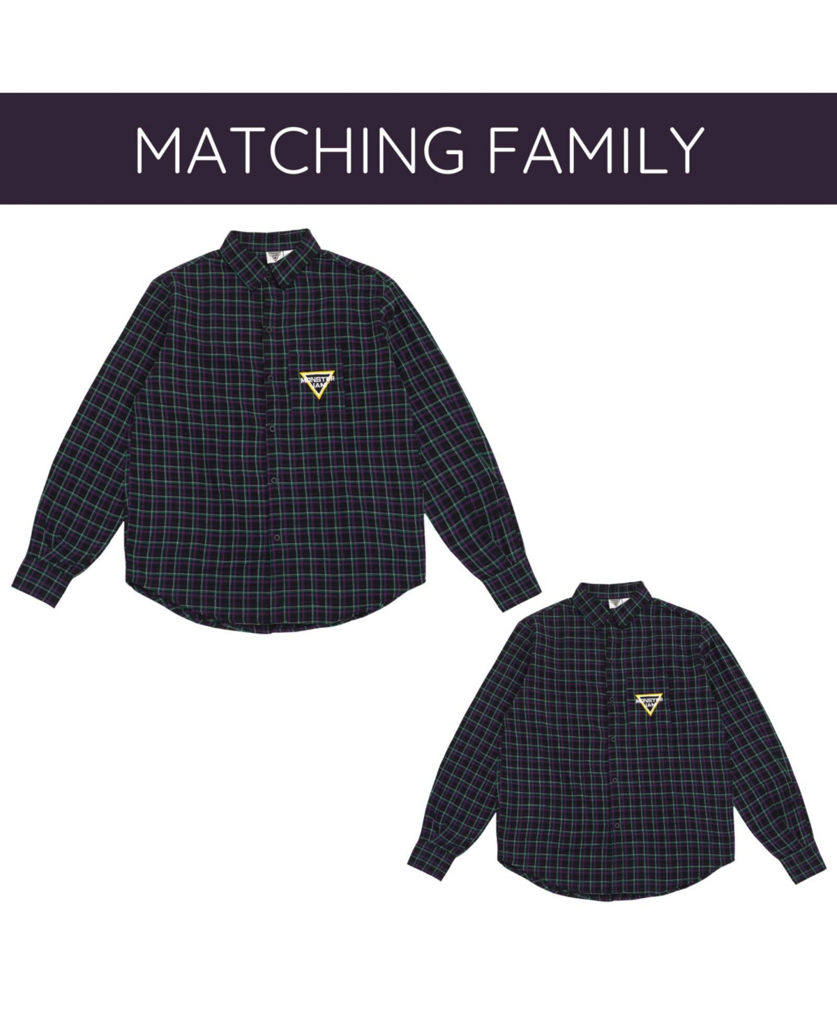 Monster Jam Boys Flannel Matching Family Button Down Dress Shirt