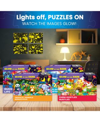4 x 60 Piece Puzzles for Kids Ages 4-6 – Glow-in-The-Dark Puzzles