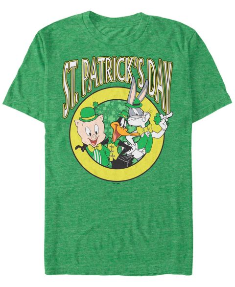 Мужская футболка Looney Tunes Looney Team St Pats Short Sleeve, цвет: Меланжевый