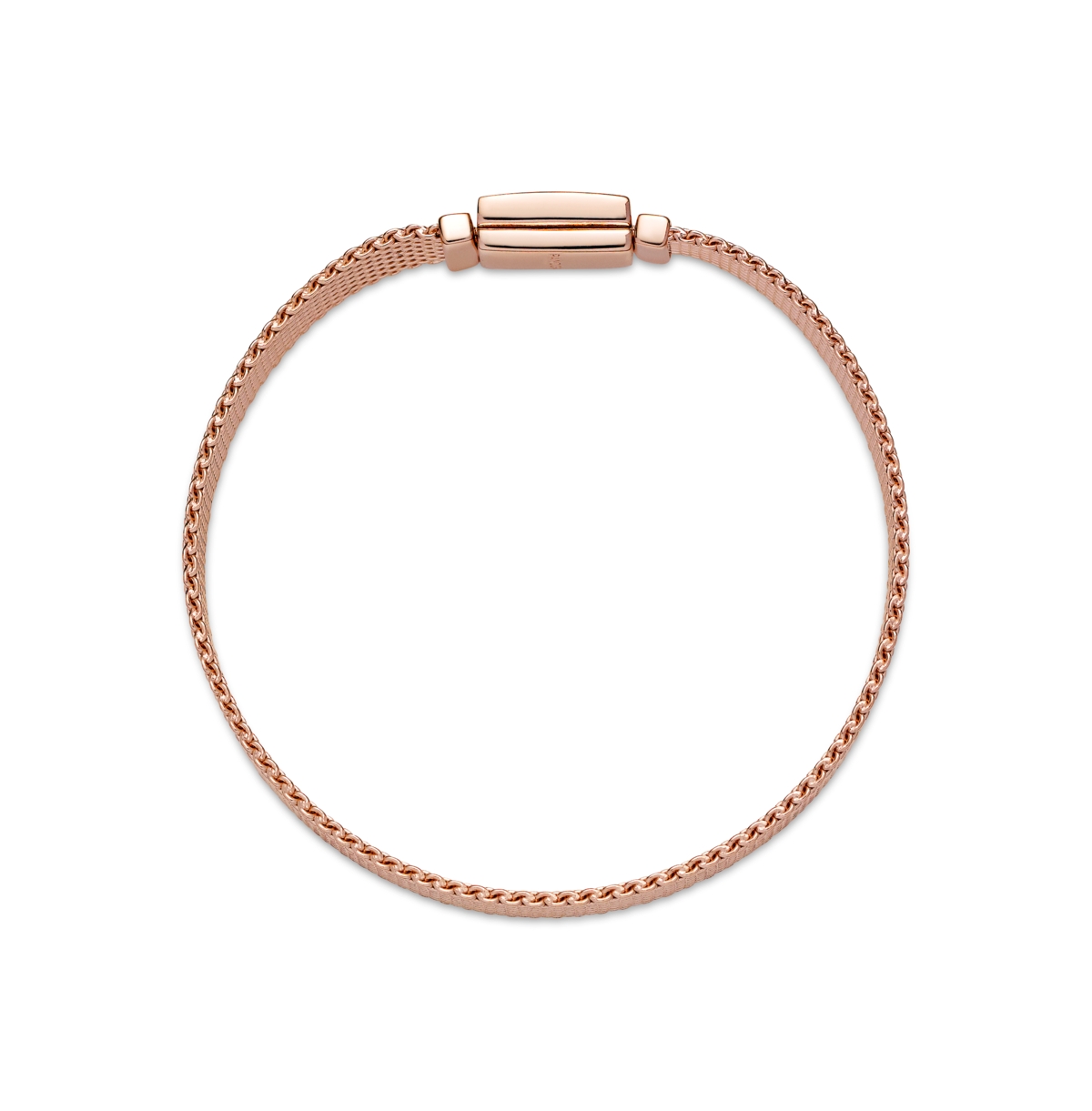 Pandora Gold-plated Reflexions Long Clasp Pave Bracelet In Rose Gold