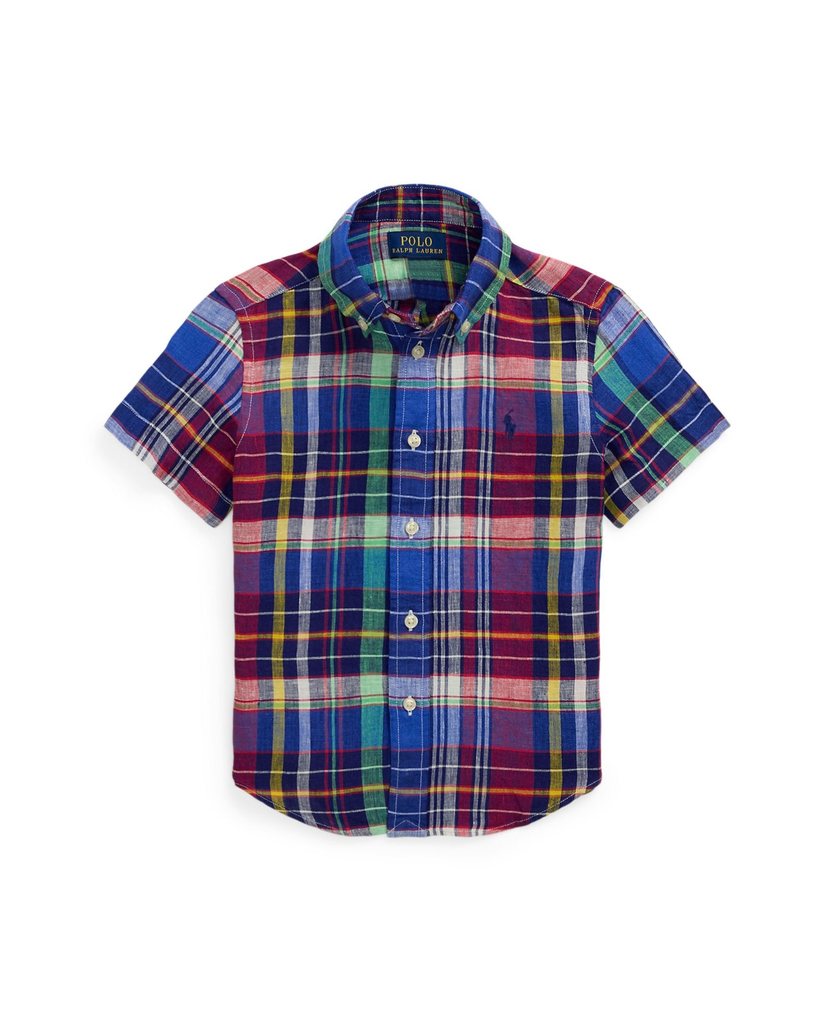Polo Ralph Lauren Toddler And Little Boys Plaid Short-sleeve Shirt In Navy Red Multi