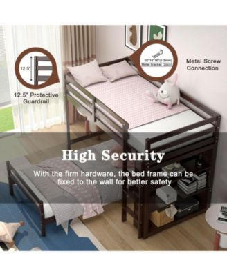 Twin Over Twin Loft Bunk Bed with Bookcase