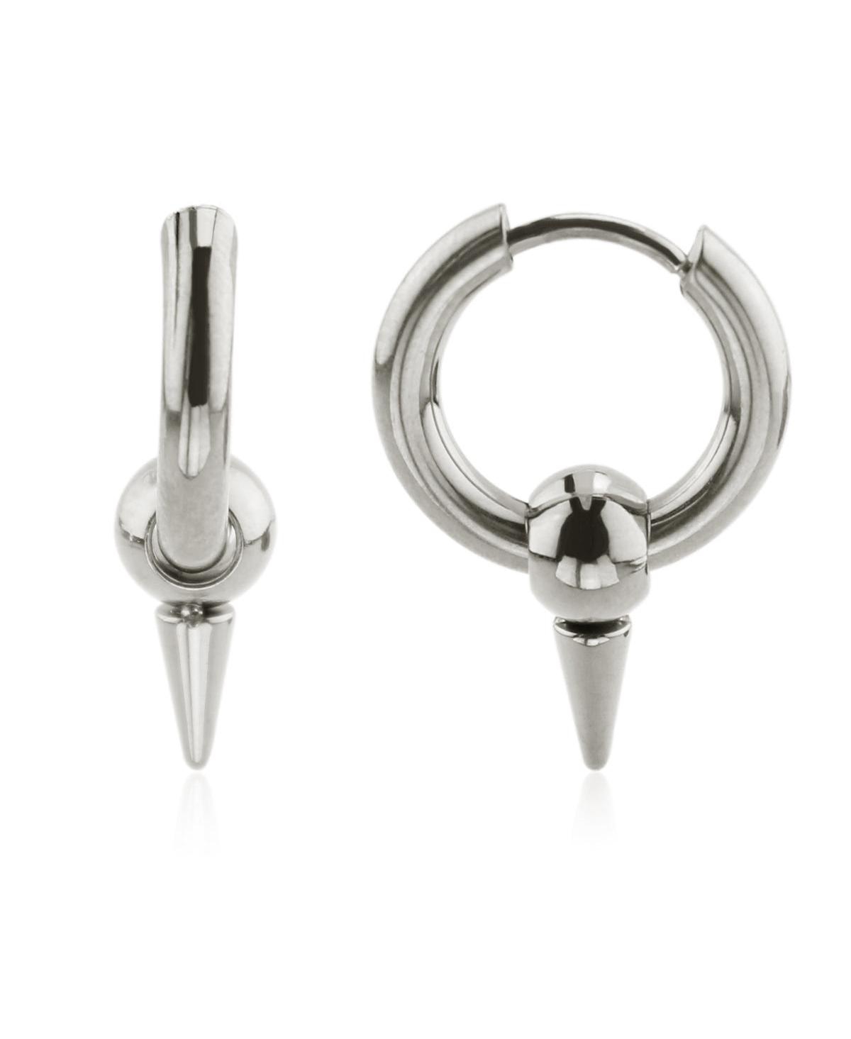 Ash Spike Huggie in Non-Plated Stainless Steel - Silver